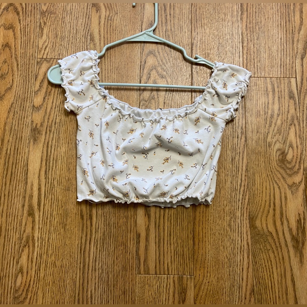 white floral crop top